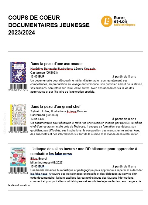 Coups de coeur docs j 23 24